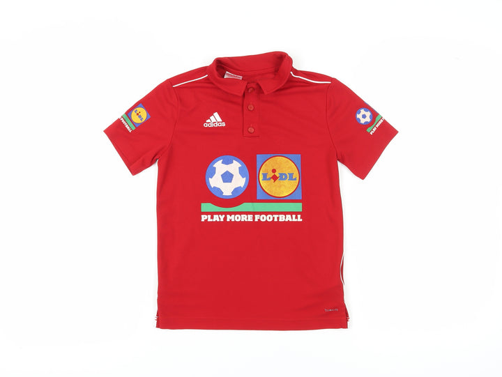 Adidas Boys Red Polo T-Shirt, Size S, Sporty Graphic Print