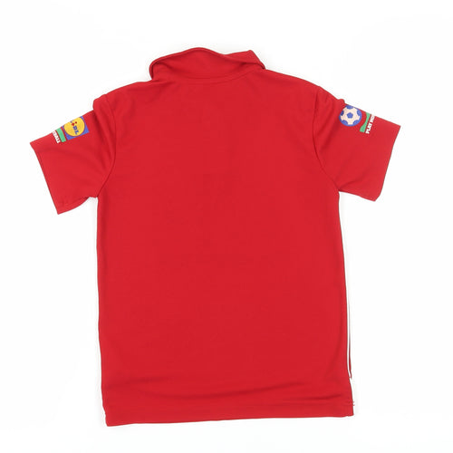 Adidas Boys Red Polo T-Shirt, Size S, Sporty Graphic Print