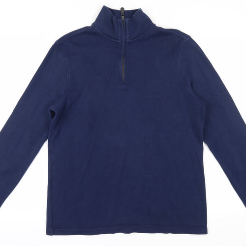 Banana Republic Men's Blue 1/4 Zip Pullover Sweatshirt L