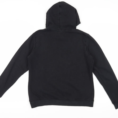 Puma Women's Black Hoodie with Logo, Size 16, Drawstring