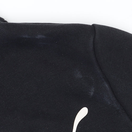 Puma Women's Black Hoodie with Logo, Size 16, Drawstring