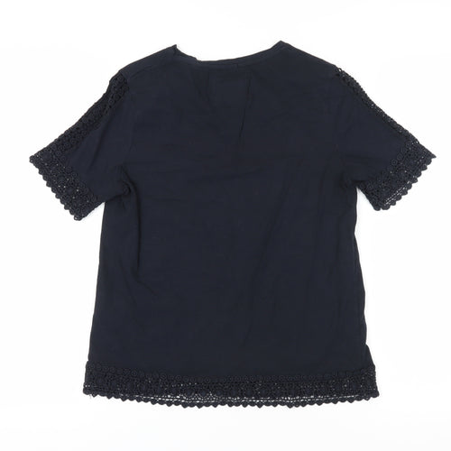 Superdry Women's Black Crochet Accents T-Shirt Size 10