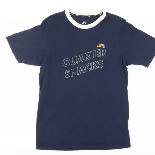 Nike Men's Blue Crew Neck T-Shirt, Size S, Cotton