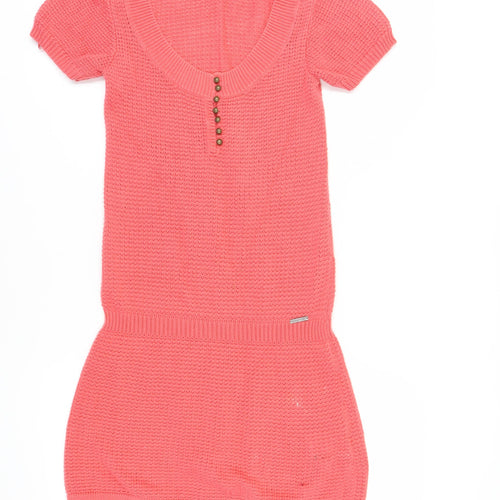 Animal Women's Pink Knit Dress, Size 10 - Short Sleeve