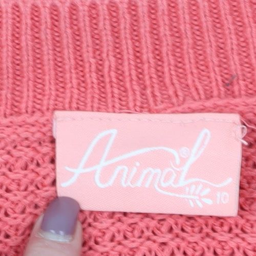 Animal Women's Pink Knit Dress, Size 10 - Short Sleeve