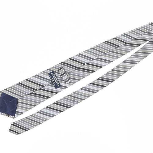 Charles Tyrwhitt Men's Grey Striped Silk Tie, One Size