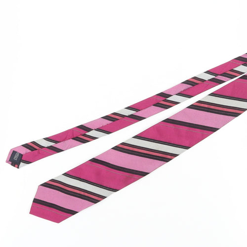 Daniel Hechter Men's Pink Striped Silk Tie, One Size