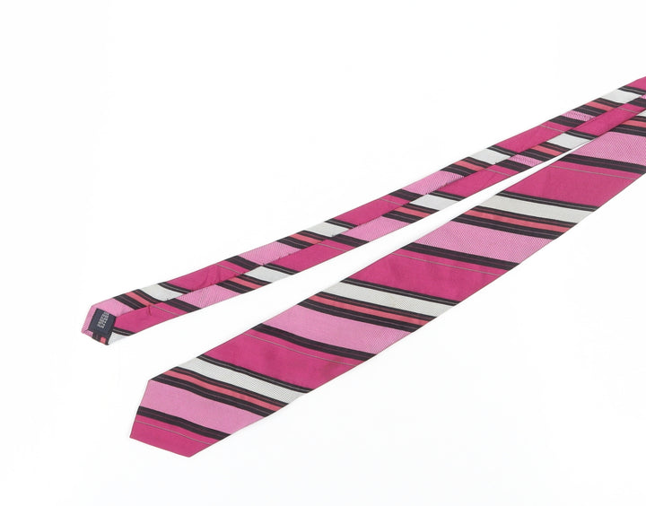 Daniel Hechter Men's Pink Striped Silk Tie, One Size