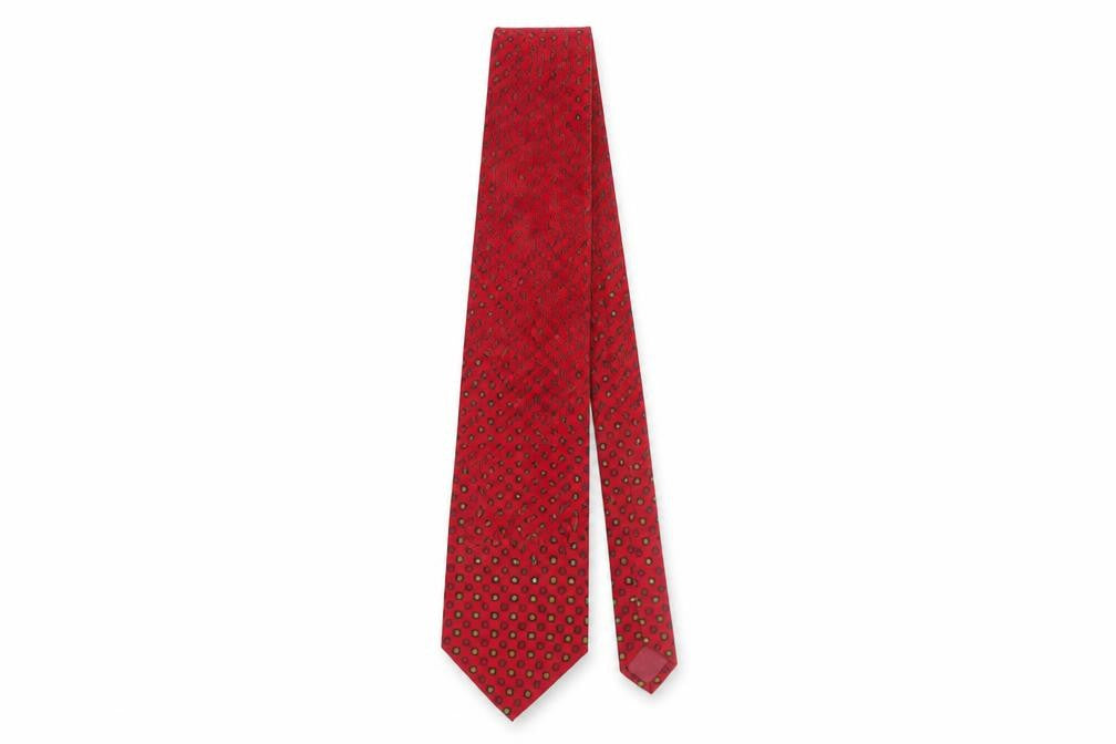 Front view of Roxy Men's Red Geometric Silk Tie, One Size