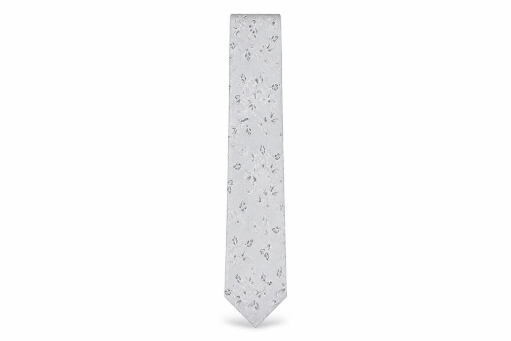 Jeff Banks Grey Floral Silk Men's Tie, One Size Elegant Design