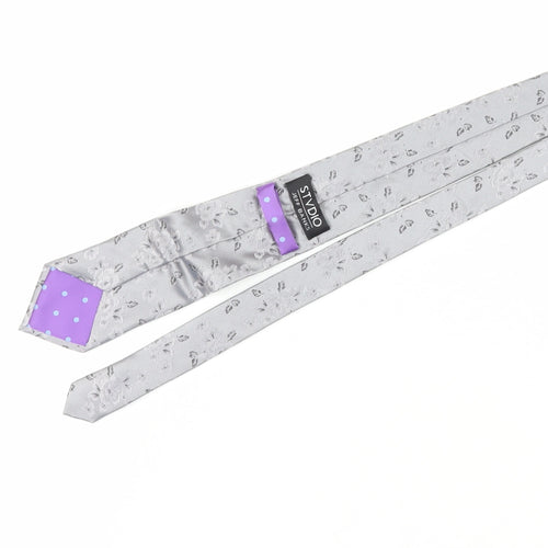 Jeff Banks Grey Floral Silk Men's Tie, One Size Elegant Design