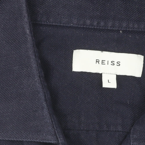 Reiss Men's Blue Long Sleeve Button-Up Shirt L