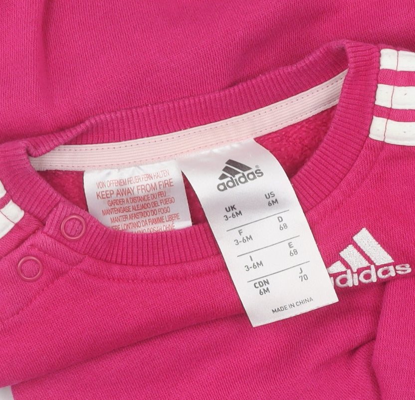 Adidas Pink Unisex Baby Tracksuit 3-6 Months - Comfortable & Stylish