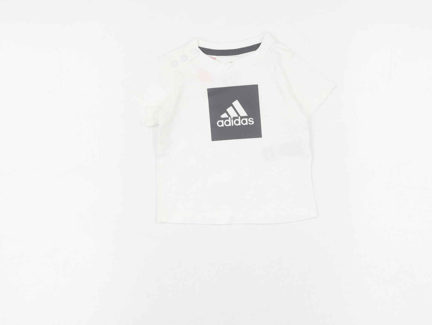 adidas Unisex Baby White T-Shirt 0-3M Basic Logo