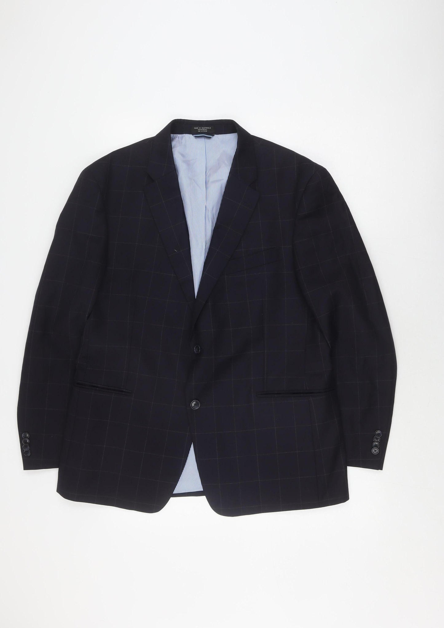Tommy Hilfiger Men's Blue Check Blazer, Size 42S, Wool, Formal