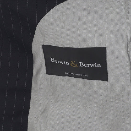Berwin & Berwin Men's Black Striped Blazer 38 Regular