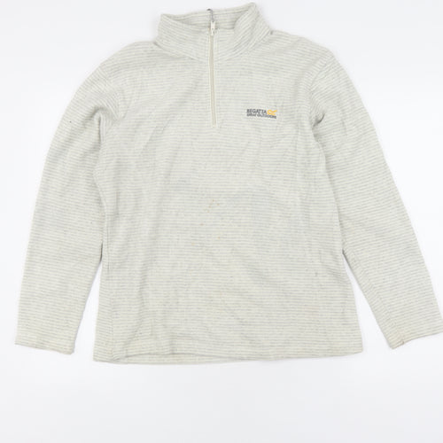 Regatta Women's Grey Striped 1/2 Zip Sweatshirt Size 10