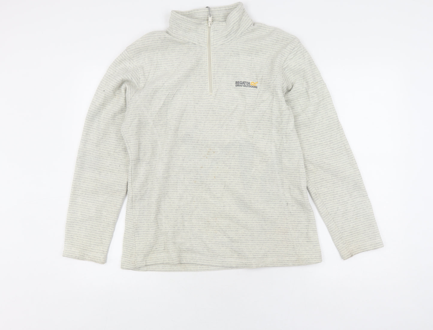 Regatta Women's Grey Striped 1/2 Zip Sweatshirt Size 10
