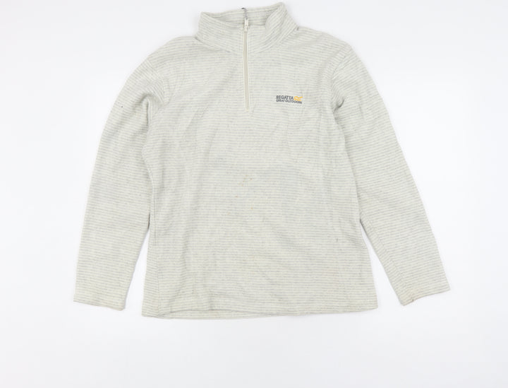 Regatta Women's Grey Striped 1/2 Zip Sweatshirt Size 10