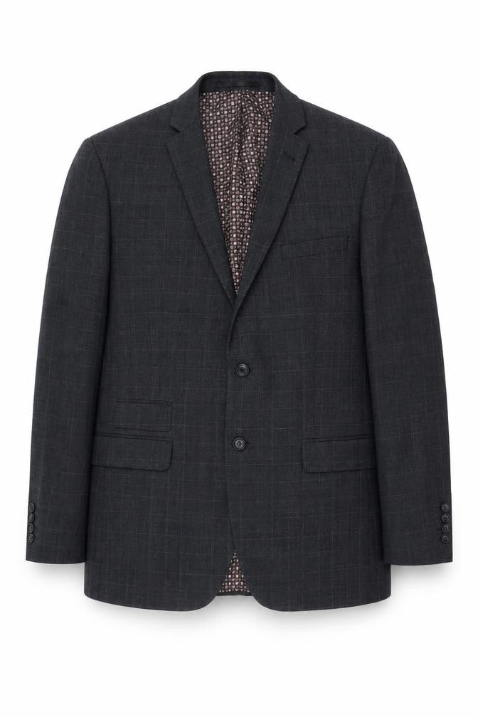 Front view of Racing Green Men's Grey Check Blazer 40 Long