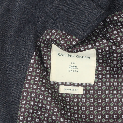 Racing Green Men's Grey Check Blazer 40 Long
