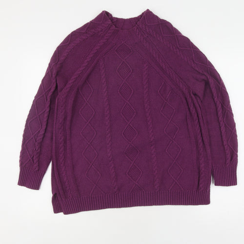 Maine Women's Purple Cable-Knit Pullover Jumper, Size 16