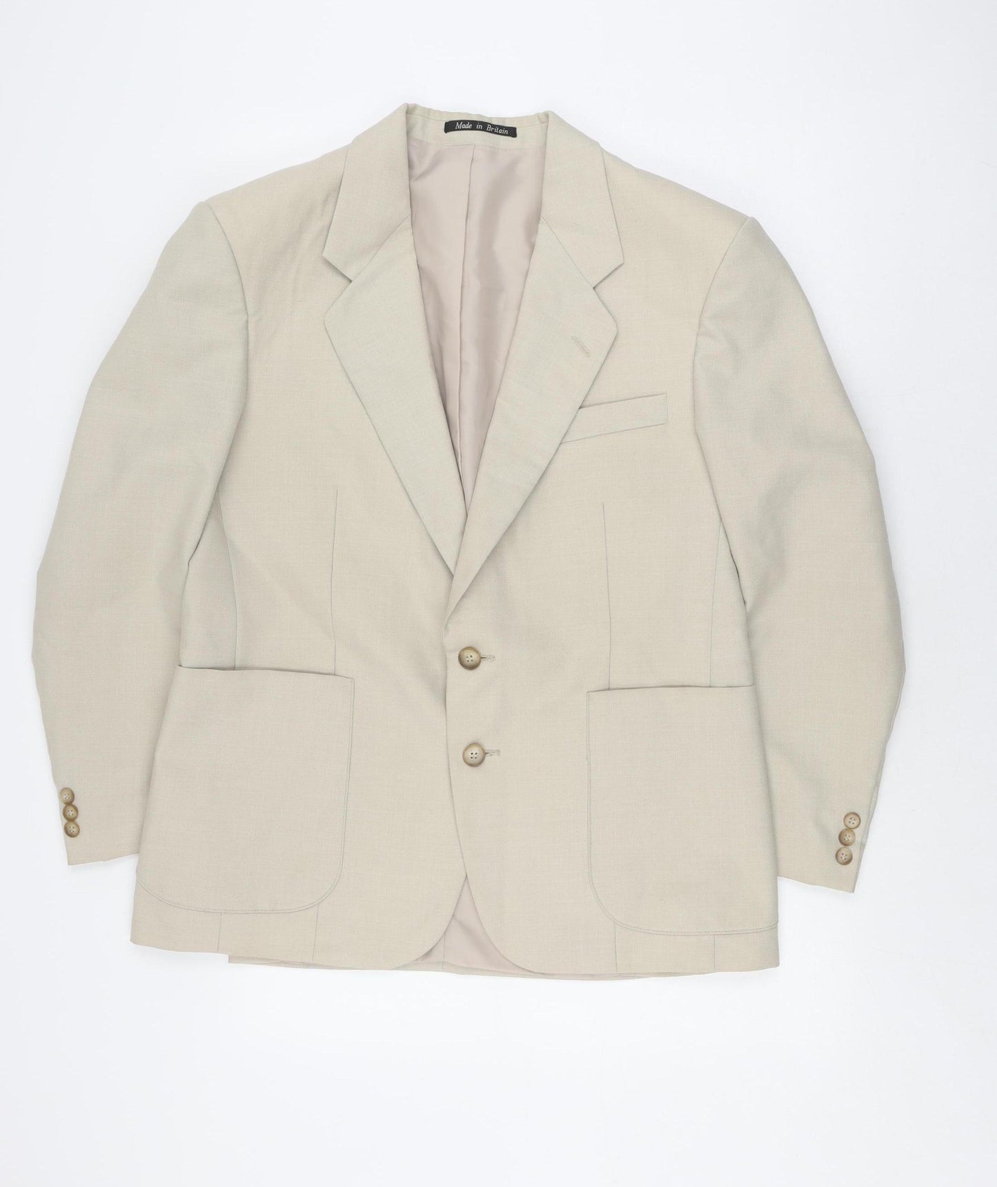 Greenwoods Men's Beige Blazer 40S Two-Button Single-Breasted