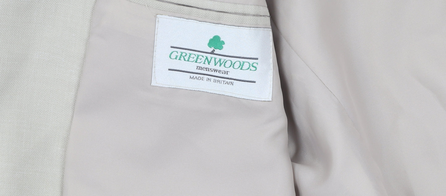 Greenwoods Men's Beige Blazer 40S Two-Button Single-Breasted