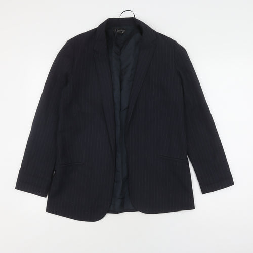 Topshop Women's Black Pinstripe Blazer S
