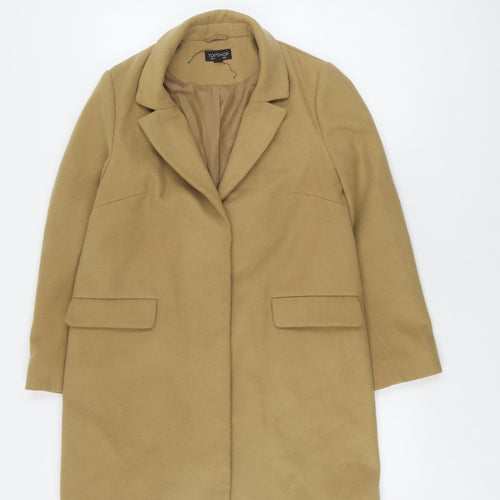 Topshop Women's Beige Mid-Length Coat Size 10