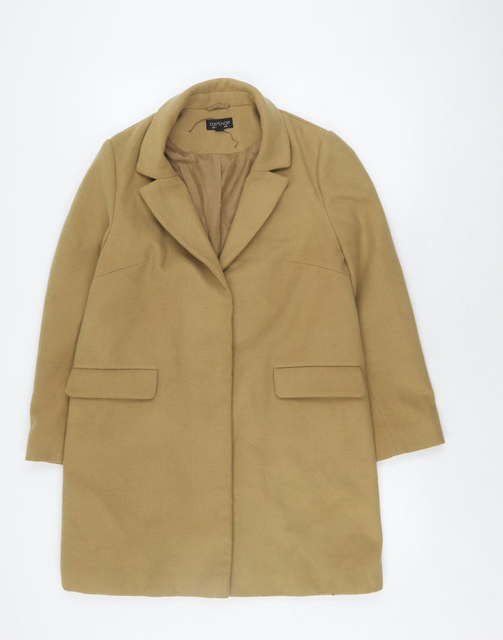 Topshop Women's Beige Mid-Length Coat Size 10