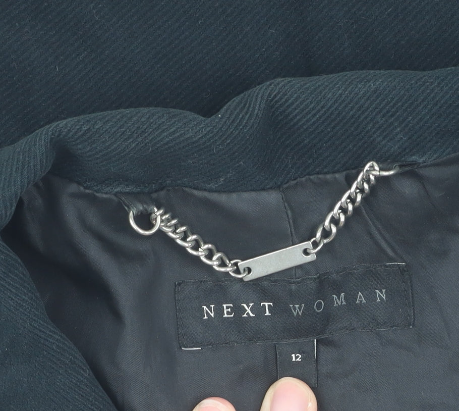 Next Women's Black Suede Mid-Length Belted Coat Size 12