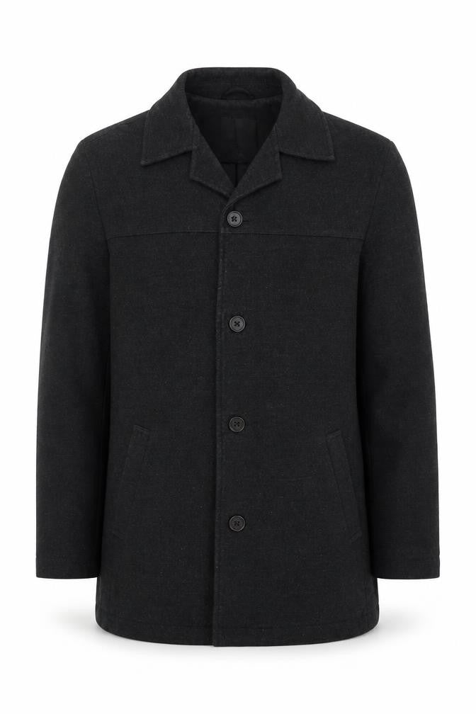 Front view of Next Men's Grey Wool Overcoat Jacket, size S