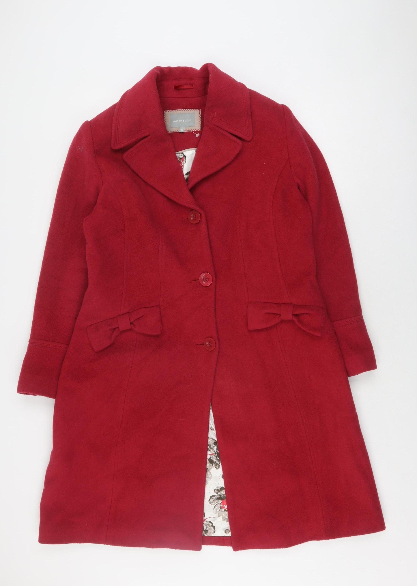 Marks and Spencer Women's Red Wool Pea Coat Size 16