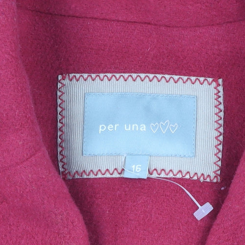 Marks and Spencer Women's Red Wool Pea Coat Size 16