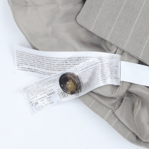 MNG Women's Beige Pinstripe Cropped Suit Jacket S