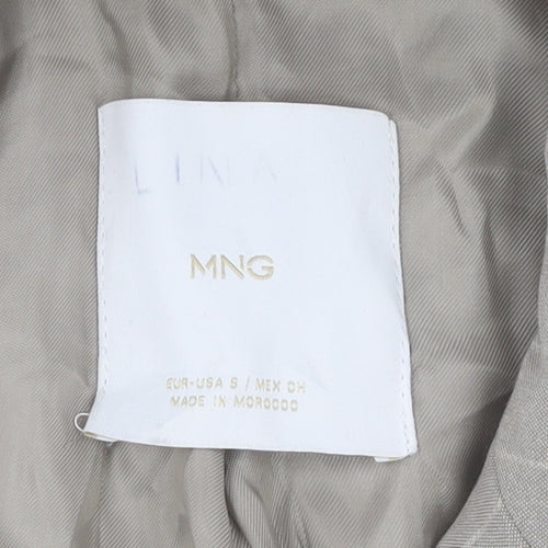 MNG Women's Beige Pinstripe Cropped Suit Jacket S