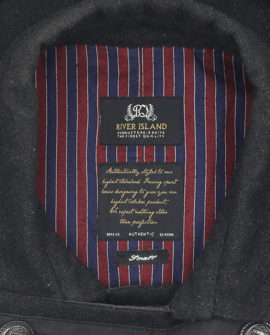 River Island Men's Black Military Coat S