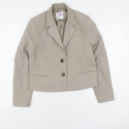 MNG Women's Beige Blazer XS Pinstripe Business