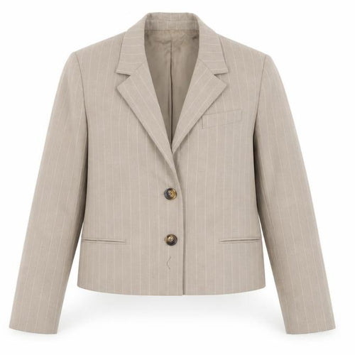 MNG Women's Beige Blazer XS Pinstripe Business