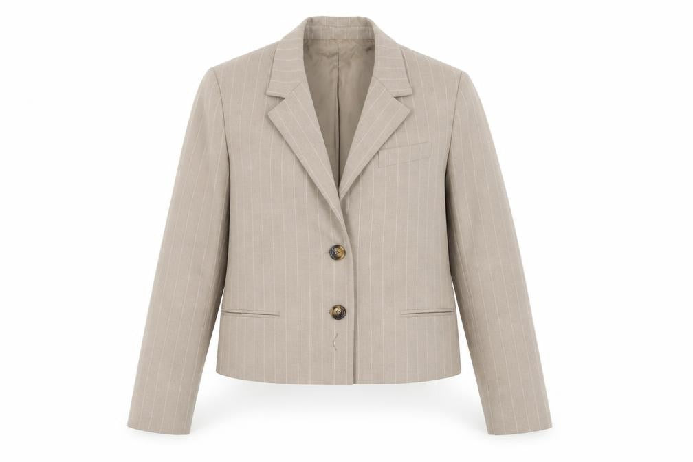 MNG Women's Beige Blazer XS Pinstripe Business