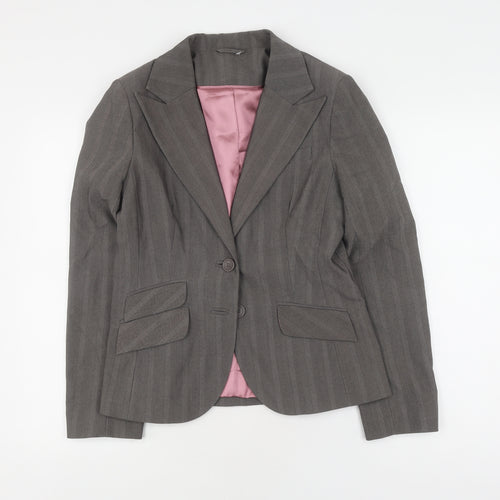 New Look Women's Grey Pinstripe Blazer UK 12
