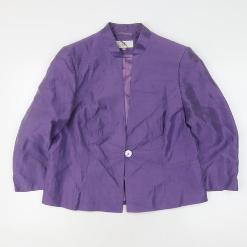 Purple Women's Blazer Size 16 Linen Shawl Collar