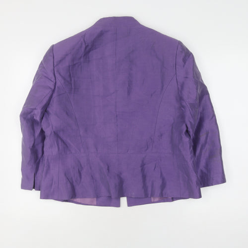 Purple Women's Blazer Size 16 Linen Shawl Collar