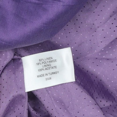 Purple Women's Blazer Size 16 Linen Shawl Collar