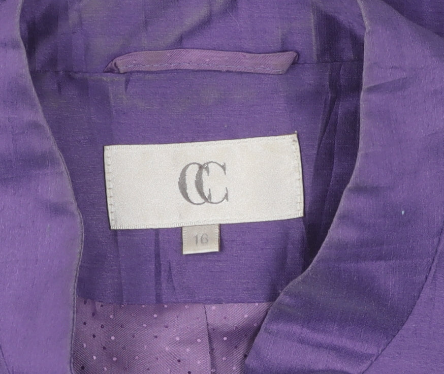 Purple Women's Blazer Size 16 Linen Shawl Collar