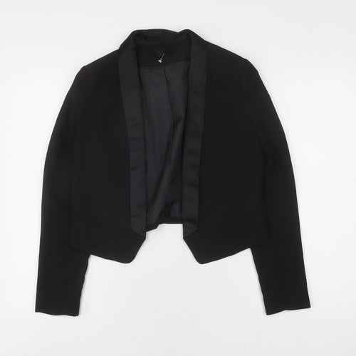 H&M Women's Black Cropped Blazer, Size 10, Shawl Lapel