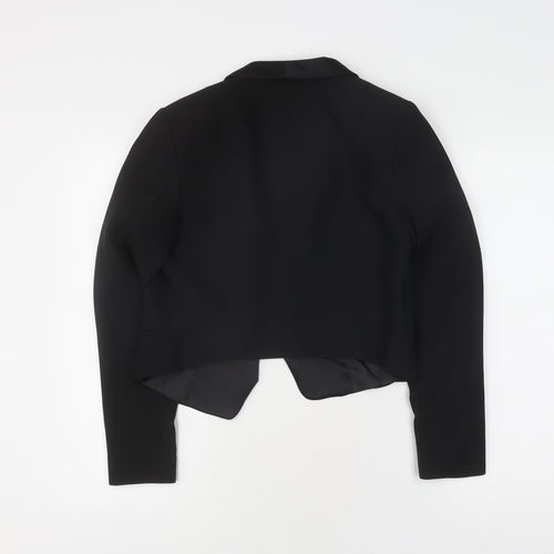 H&M Women's Black Cropped Blazer, Size 10, Shawl Lapel