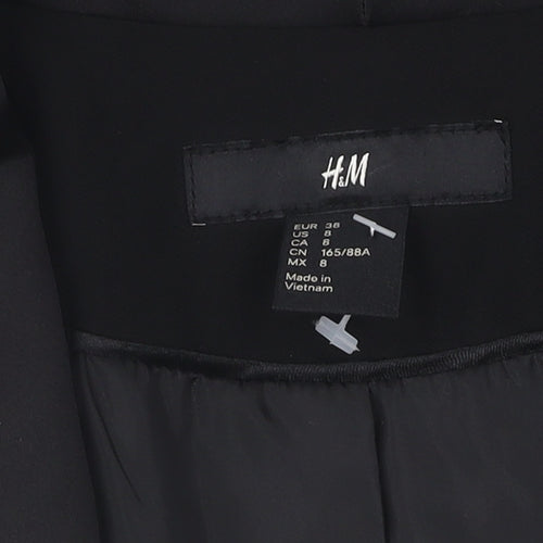 H&M Women's Black Cropped Blazer, Size 10, Shawl Lapel