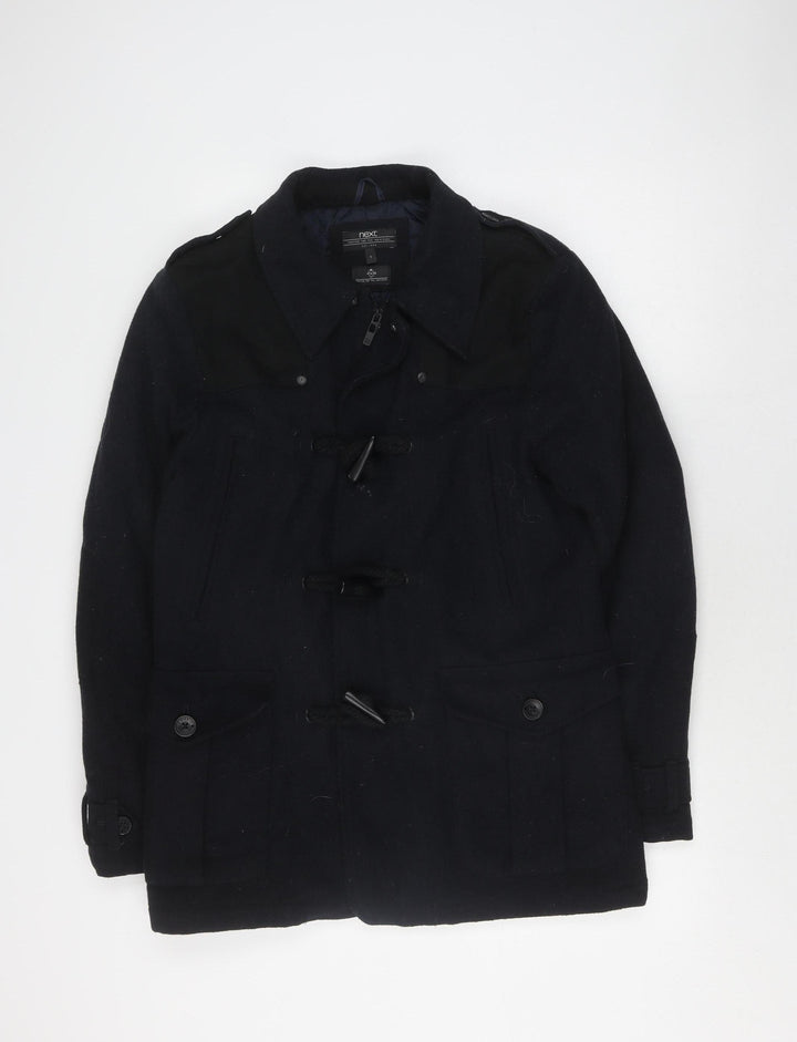 Next Men's Black Wool Duffle Coat, Size S, Mid-Length